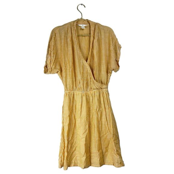 H&M Striped Dress V Neck Short Sleeve Elastic Waist Casual Summer‎ Womans 2 WP99 - Picture 2 of 9